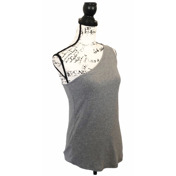 H&M Gray Ribbed One Shoulder Tank Size Medium - Picture 2 of 4